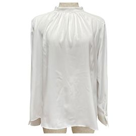 Autre Marque PLST Georgette Pearl Button Blouse White