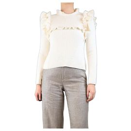 Erdem Haut en tricot froncé crème - taille S Écru