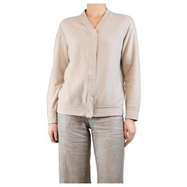 Brunello Cucinelli Neutrale glitzernde Strickjacke - Größe M Schwarz