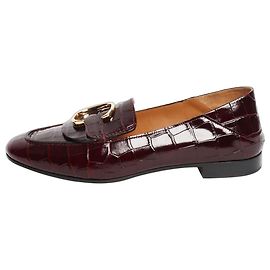 Chloé Mocasines de cuero efecto reptil burdeos - talla EU 39 (UK 6) Roja