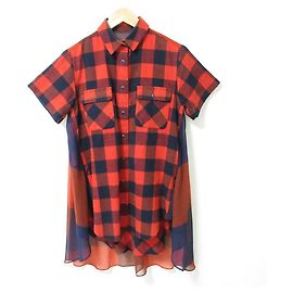 Camicia a quadri trasparente Sacai Rosso