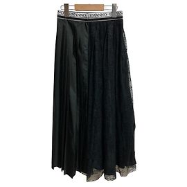 Autre Marque Saia longa plissada de renda Ermanno Scervino Preto