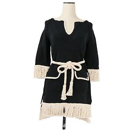 Chanel Fransen-Tweedkleid Schwarz Andere