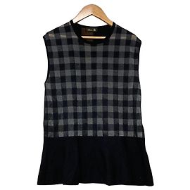 Autre Marque Drawer Check Knit Top Black
