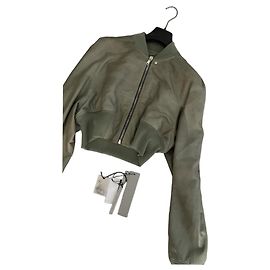 Rick Owens Jaqueta bomber cropped com vigas Caqui