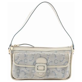 Céline Bolsa de Ombro Celine C Macadam Branco Azul