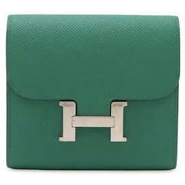Carteira bi-fold compacta Constance da Hermès Verde