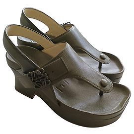 Loewe Ease Slingback Plattformsandalen Größe 38 Dunkelgrün