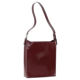 Salvatore Ferragamo Vala Shoulder Bag Patent Leather Red