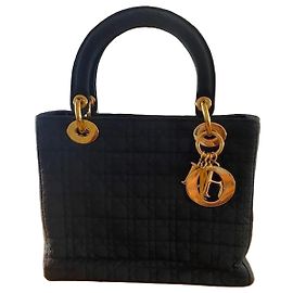Dior Lady Dior Bag Black Canvas with Strap – Vintage Black