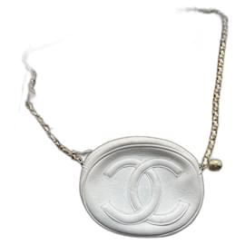 Chanel Handbag Eggshell Leather Gold Chain Eggshell