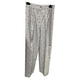 Calças Chanel de algodão branco e preto Branco