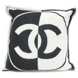 Chanel Black Cashmere and Wool Cushion Black