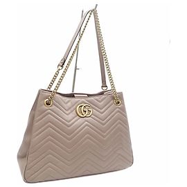 Gucci GG Marmont Medium Tote Bag in Beige Leather Beige