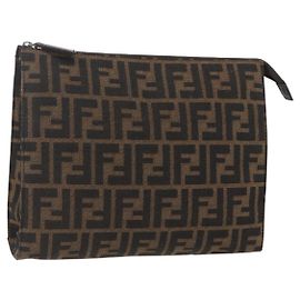 FENDI Zucca Canvas Tasche Schwarz Braun Auth 158170 Braun Schwarz