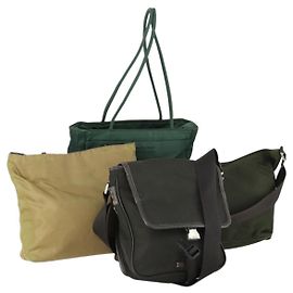Borsa a Spalla PRADA Nylon 4 Set Beige Khaki Auth 156743 Beige Cachi