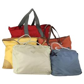 PRADA Handtasche aus Nylon-Canvas 5 Set Beige Rot Gelb Auth ti3570 Rot Beige Gelb