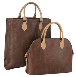 ETRO Bolso de Mano de PVC 2 Piezas Marrón Auth 156748 Castaño