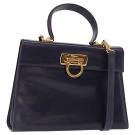 Sac à main Gancini en cuir Salvatore Ferragamo 2 en 1 Violet Or Auth 158711 Doré Violet