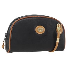 Gucci Bolsa de Ombro de Couro Preta e Dourada Auth 158401 Preto Dourado