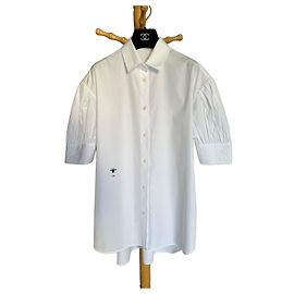 Top Christian Dior de algodón blanco Blanco