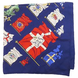 Carré 90 Schiffsflagge Schal von Hermès Marineblau