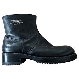 Raf Simons Leather boots with thick heels Black