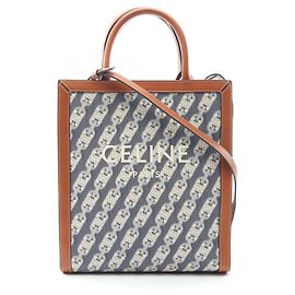Céline Celine Small Vertical Cabas Maillon Triomphe Tote Bag Brown Navy blue