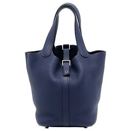 Hermès Picotin Lock 18 in Pelle Clemence Blu Blu Blu navy