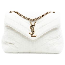 Bolsa de ombro Loulou Puffer em jersey branco da Saint Laurent Branco