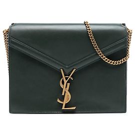 Bolsa Monogram Cassandra em couro liso verde Saint Laurent Verde Verde escuro