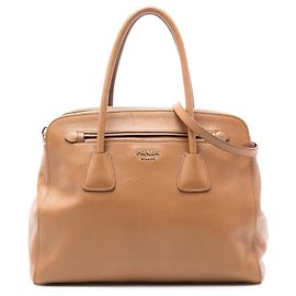 Bolsa de couro Saffiano marrom Prada Marrom