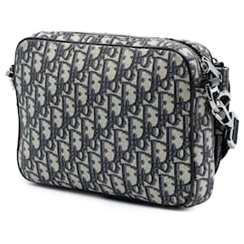 Dior-Dior Blue Oblique Canvas Saddle Triple Pouch-Blue