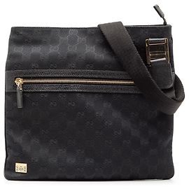 Borsa a tracolla Gucci in tela GG nera Nero