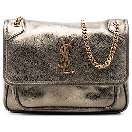 Saint Laurent Or Bébé Métallisé en Cuir de Veau Niki Doré