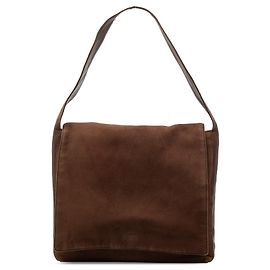 Borsa a Spalla in Pelle Scamosciata Marrone Anagram LOEWE Marrone Marrone scuro