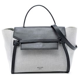Céline Bolsa transversal mini em lona cinza Celine Marrom Cinza