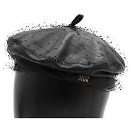 Christian Dior Beret Lambskin Hat Black