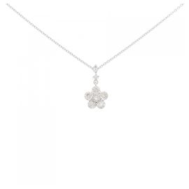 Autre Marque Au750 Weißgold Blumen Diamant Halskette Silber