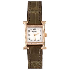 Hermès Relógio Hermes H Ouro Rosa Quartzo Verde