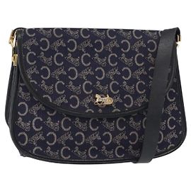Céline Bolsa de ombro Celine C Sulky em lona Azul marinho