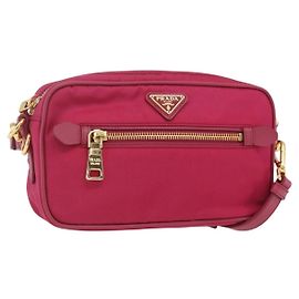 Borsa a Spalla PRADA Nylon Rosa Oro Auth 161682V Rosa D'oro