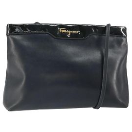 Borsa a Spalla Salvatore Ferragamo in Pelle Nera e Oro Auth BA9418 Nero D'oro