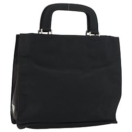 PRADA Borsa a mano in nylon nero argento Auth 159055 Nero Argento