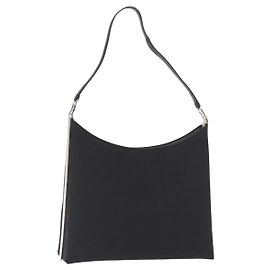 Salvatore Ferragamo Shoulder Bag Canvas Black Silver Auth BA9340 Black Silvery
