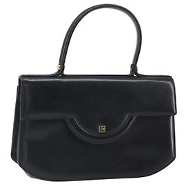 Borsa a mano GIVENCHY in pelle nera e oro Auth bs32122 Nero D'oro