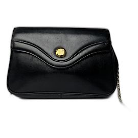 Bolso de cuero negro con logo de cadena vintage Givenchy Negro