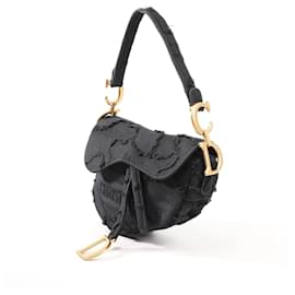 Dior-Dior Saddle Classic Bag Canvas Shoulder Bag in Black-Black