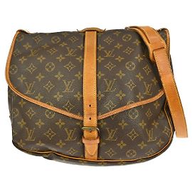 Borsa Saumur Louis Vuitton in tela Monogram 35 Marrone