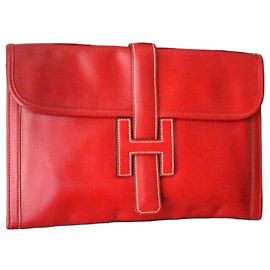Hermès Jige clutch in red leather Red